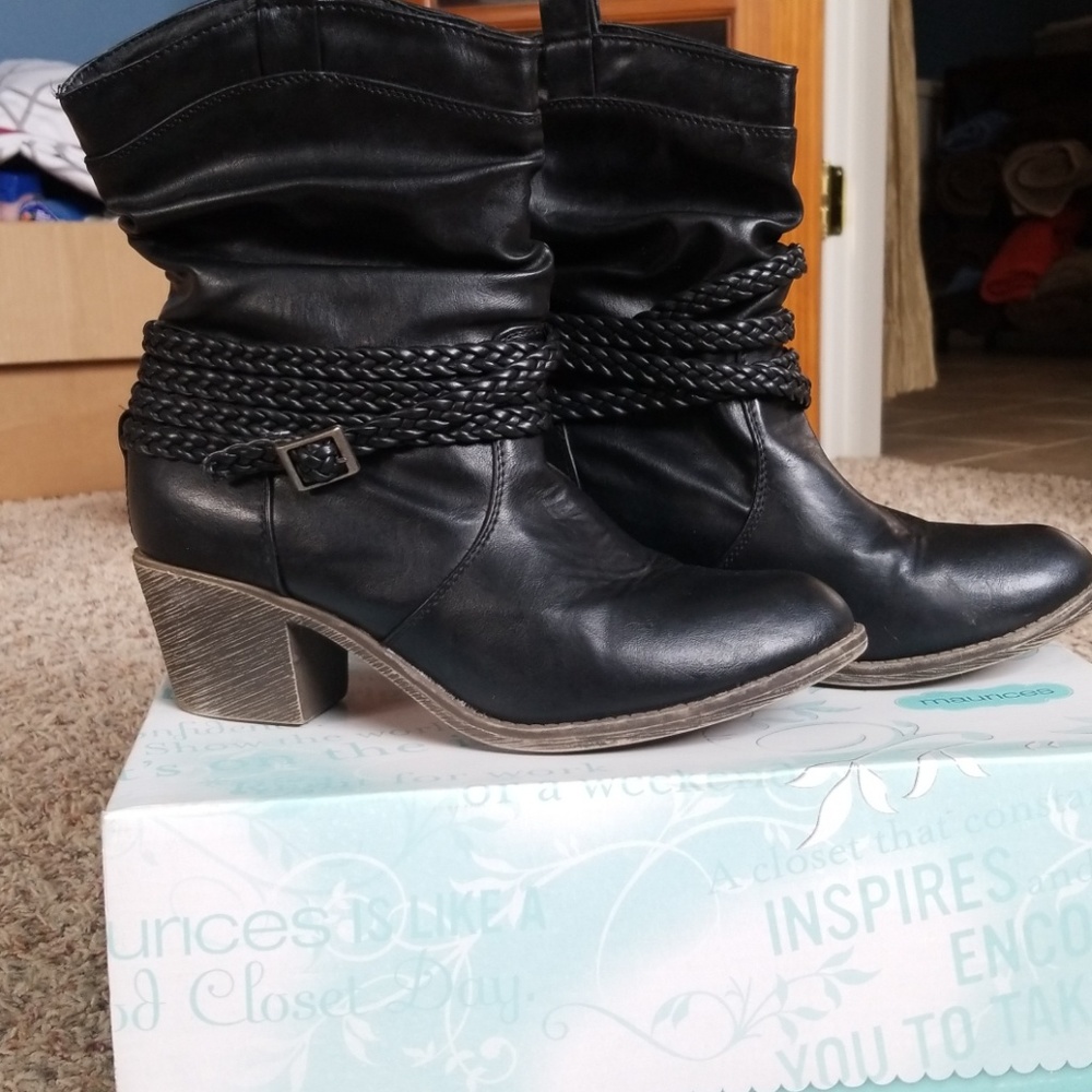 Black leather boots